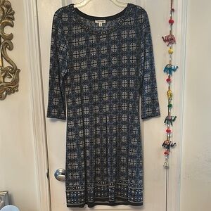 Max Studio Blue A-Line Dress 3/4 Sleeve